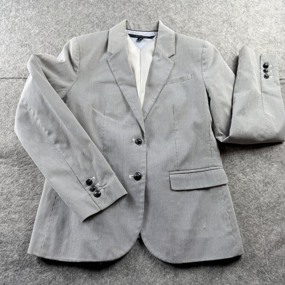 Tommy Hilfiger Women's Striped Blazer Size 4 Nautical Anchor Buttons